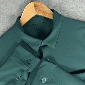 Lululemon Shirt Mens Medium Green Commission Wicking Stretch Minimalist Office
